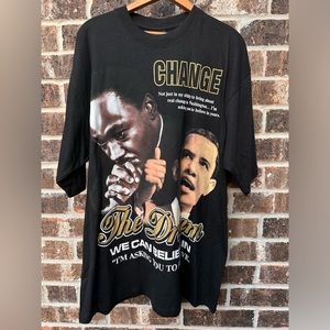 Vtg Martin Luther King MLK Barack Obama Change Dream Rap Tee T-Shirt Black 2XL